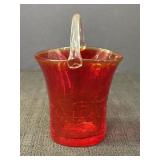 Amberina Crackle Glass Basket