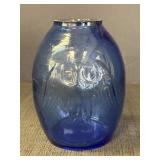 Cobalt Blue Glass Wall Pocket Embossed w/ Eagle