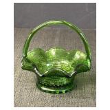 Green Pressed Glass Basket