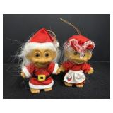 (2) Russ Troll Dolls Christmas Ornaments