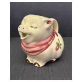 Pottery pig pitcher, 8 x 6 x 8in H