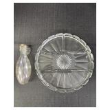 Pressed Glass Serving Plate & Wall Pocket (2)