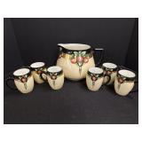 France Limoges Porcelain Cider Pot & 6 Cup Set