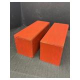 2 painted wood boxes w/ lids, 11 x 4 x 4.75in H