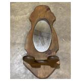 Wooden Wall Mount Mirrored Back Oil Lamp Holder