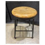 Antique Metal w/ wood seat Shop Stool