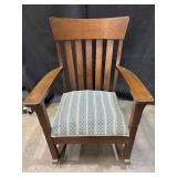 Oak Rocking Chair w/ upholstered seat