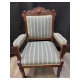 Antique Oak Eastlake Style Upholstered Chair