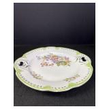 Hand Painted Green & Floral Porcelain Handled
