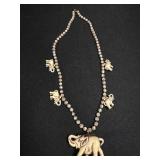 Beaded Resin Elephant Necklace