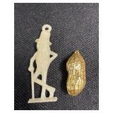 Gold Tone Peanut Pendant, Planters Peanut Pendant