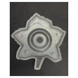 11" Maple Leaf Clear & Frosted Glass Plate
