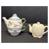 Ceramic Tea for One stackable teapot & cup set &