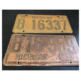 1933 & 1934 Michigan License Plates