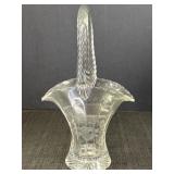 Clear Glass Basket Vase w/ Textured Handle
