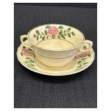 double-handled cream soup bowl w/matching saucer