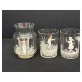 4.5" Mary Gregory miniature cabinet vase & 2