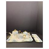 Porcelain Hand Painted Tea Set & Accessory Tray