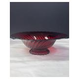 Ruby Red Glass Console Bowl w/ Footed Base