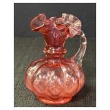 Cranberry Art Glass Ruffled Pitcher