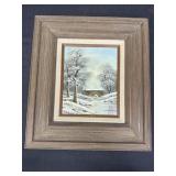 Signed Brian Roche Winter Scene Oil on Canvas