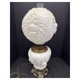 Antique Cherub Milk Glass Electric Lamp