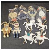 Wooden Farm Characters & Carousel Horse Ornaments