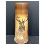 8.25" Glass vase stenciled stag design