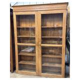 Antique Oak Glass Front Bookcase