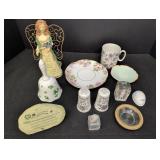 Misc Decor, resin angel, Lefton bell no ringer,