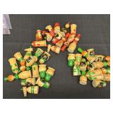 Matryoshka doll chess pieces, incomplete.  2 green