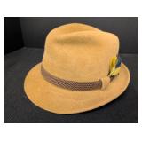 Fedora Mens size 7 Carmel Fur Hat, Braid trim w/