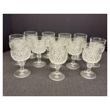 12 diamond point pressed glass goblets, Indiana