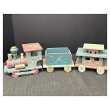 Wooden Christmas train, 3 cars, 20in total length