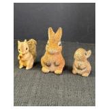 Vtg Styled Fuzzy Bunnies & Squirrel (3)