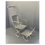 Vtg doll stroller/buggy.  Metal & cloth.  16 x 9 x