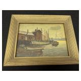 Vtg. Sailboat in Harbor Print
