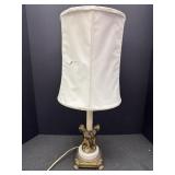 Antique Brass & Marble Hugging Cherubs Table Lamp