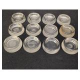 (12) Anchor Hocking Glass furniture leg coasters