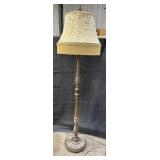 Wood Floor Lamp w/ Victorian Fabric Shade
