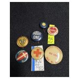 Vtg. Red Cross Pins, American Casualty Pin, misc