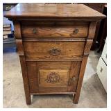 Antique Oak 2 Drawer Commode Cabinet
