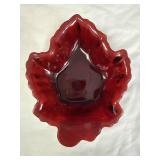 Royal Ruby Red Glass Maple Leaf Dish