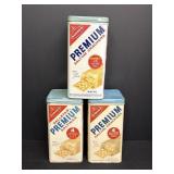3 Nabisco Saltine Crackers Tin Cans