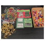 Christmas beaded garland, bells, plastic ceramic