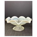 Glass & White Opalescent Footed Pedestal Bowl