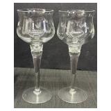 Papillon handcut crystal candleholders, 8.75in T