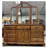 Tell City Oak 9 Drawer Dresser w/ Mirror