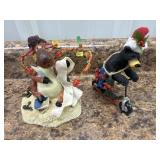 Lighted Reindeer & Bear riding scooter figurines