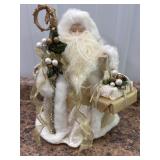 Victorian Santa tree topper, cream & gold